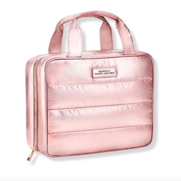 NEW Marc Jacobs Perfect Metallic Pink Soft Structured Organizer Travel Bag Case - Picture 1 of 9